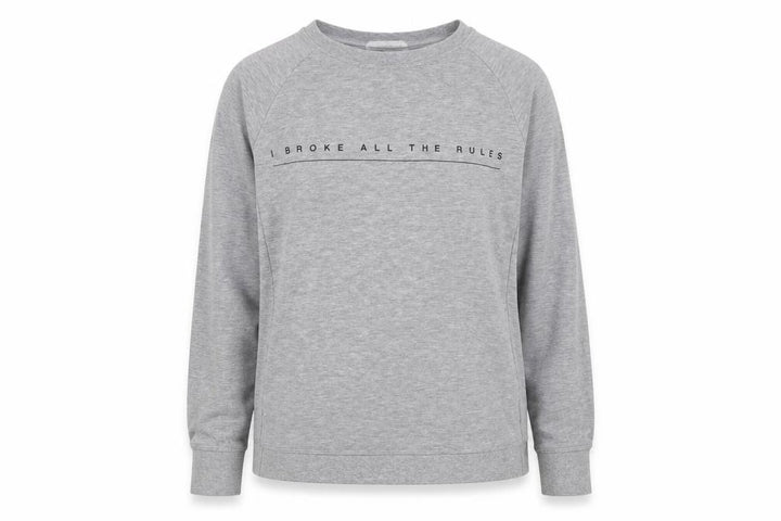 Mango Teens Grey XS Pullover Sweatshirt Graphic Quote Raglan