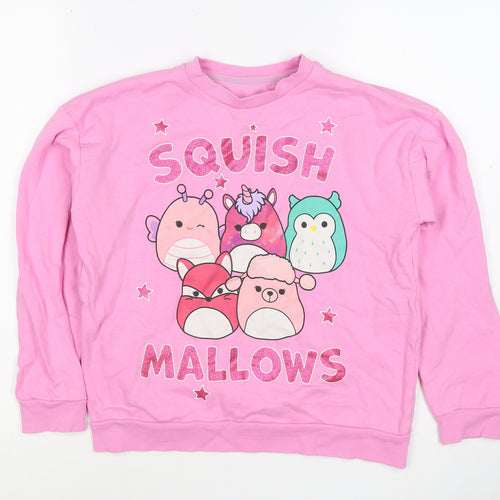 Nutmeg Girls Pink 9-10 Years Squishmallows Graphic Print Pullover Sweatshirt