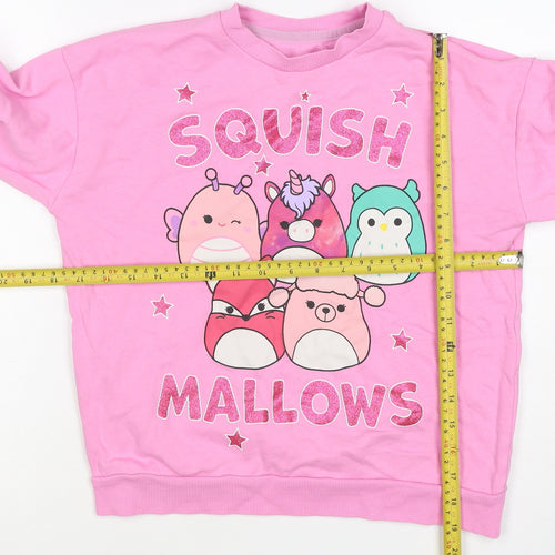Nutmeg Girls Pink 9-10 Years Squishmallows Graphic Print Pullover Sweatshirt