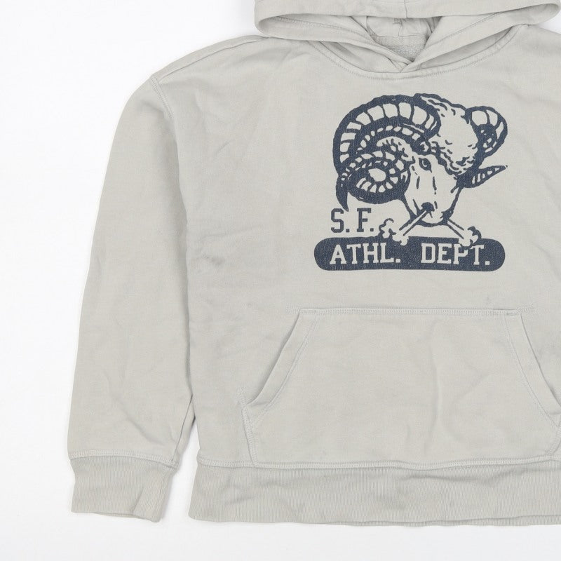 Gap Boys Beige Ram Graphic Pullover Hoodie 10-11 Years Fleece