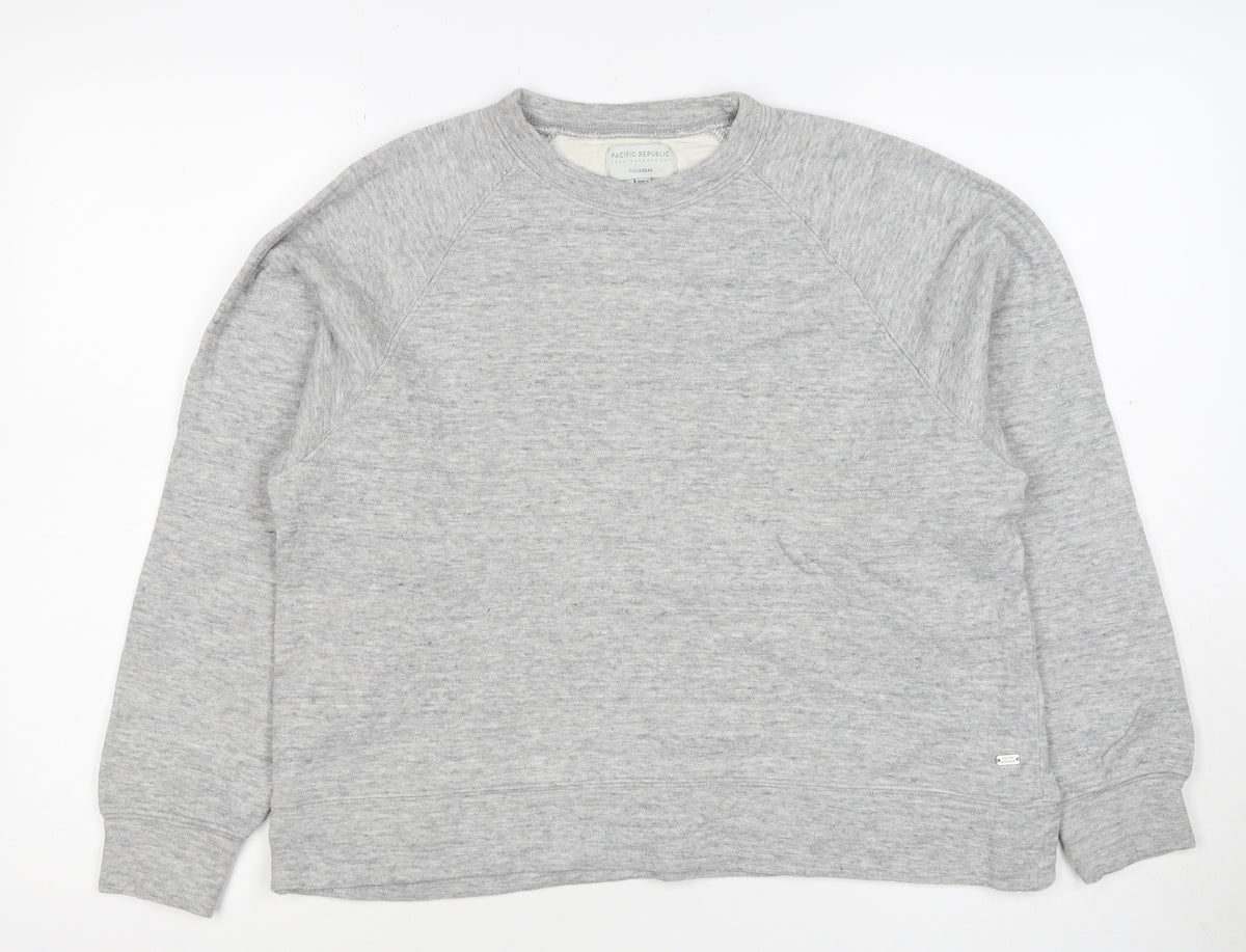Back view of Pacific Republic Women Grey S Pullover Crew Neck Sweatshirt