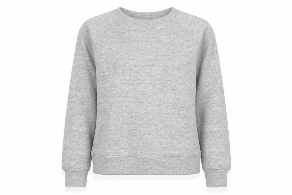 Front view of Pacific Republic Women Grey S Pullover Crew Neck Sweatshirt