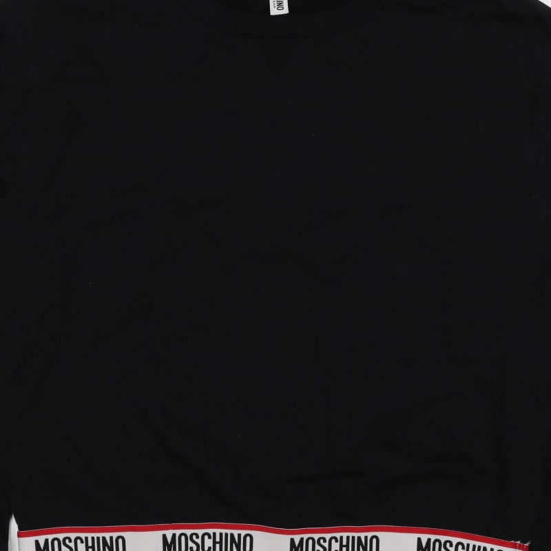 Additional view of Moschino Women Black M Pullover Sweatshirt Logo Trim Crew Neck