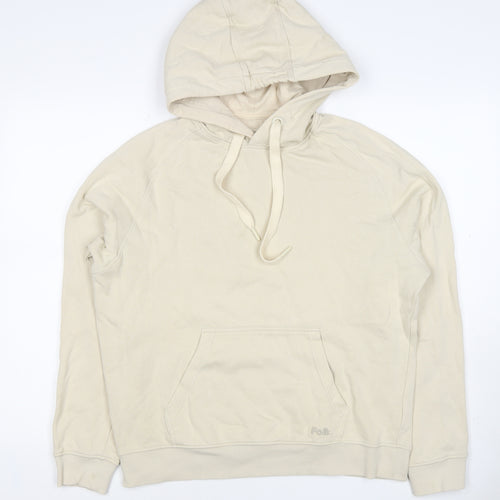 Folk Women's Ivory Size S Pullover Hooded Sweatshirt Logo Pocket