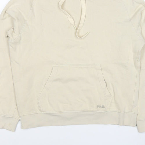 Folk Women's Ivory Size S Pullover Hooded Sweatshirt Logo Pocket