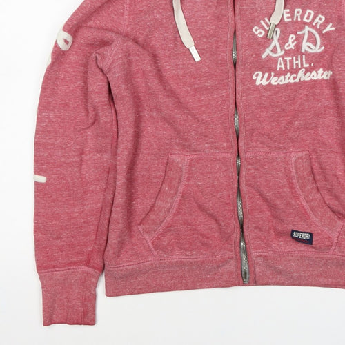Superdry Women’s Pink XL Full Zip Logo Hoodie Sherpa Lined