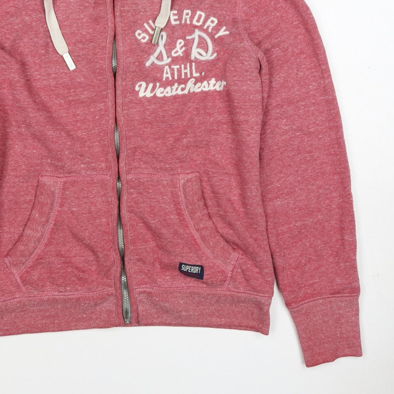 Superdry Women’s Pink XL Full Zip Logo Hoodie Sherpa Lined