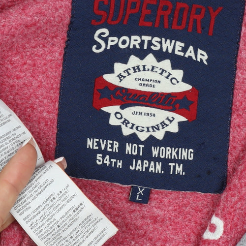 Superdry Women’s Pink XL Full Zip Logo Hoodie Sherpa Lined
