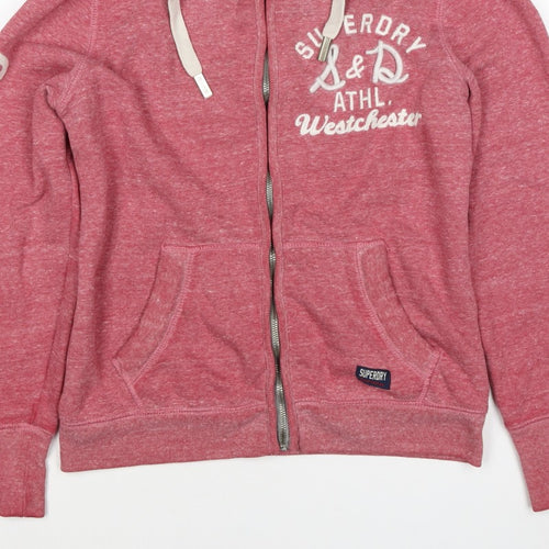 Superdry Women’s Pink XL Full Zip Logo Hoodie Sherpa Lined
