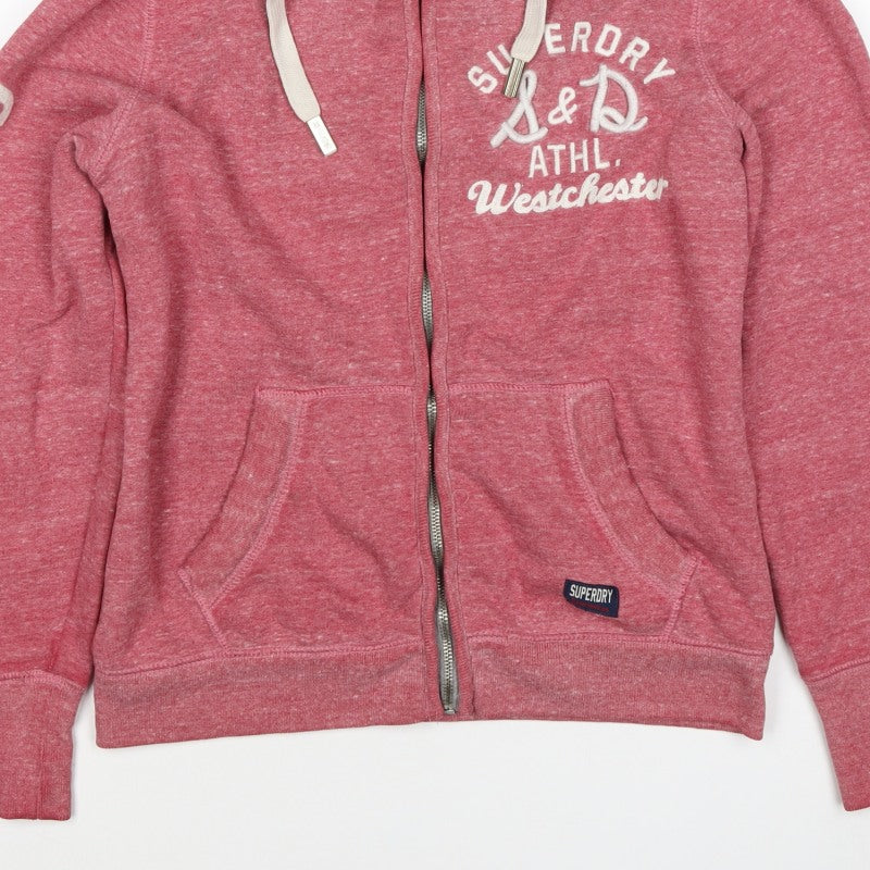 Superdry Women’s Pink XL Full Zip Logo Hoodie Sherpa Lined