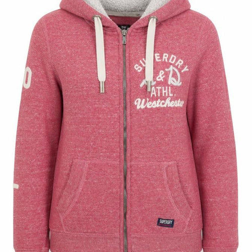 Superdry Women’s Pink XL Full Zip Logo Hoodie Sherpa Lined