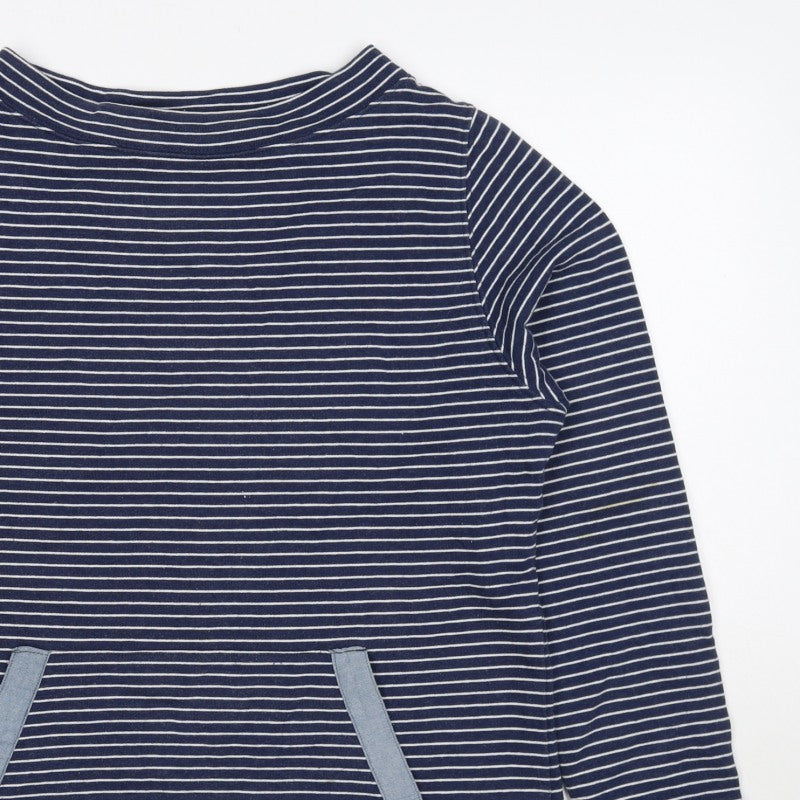 Country Rose Women’s Blue Stripe S Pullover Sweatshirt Pocket Logo