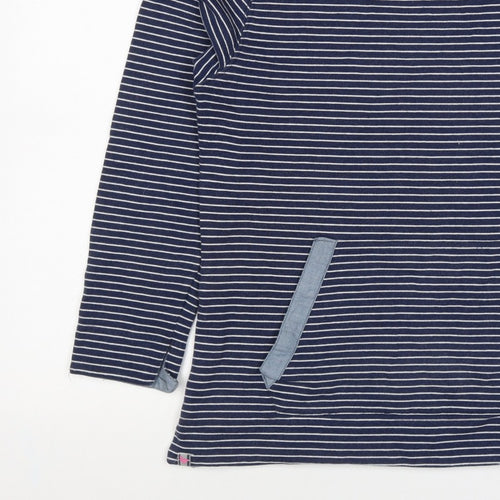 Country Rose Women’s Blue Stripe S Pullover Sweatshirt Pocket Logo