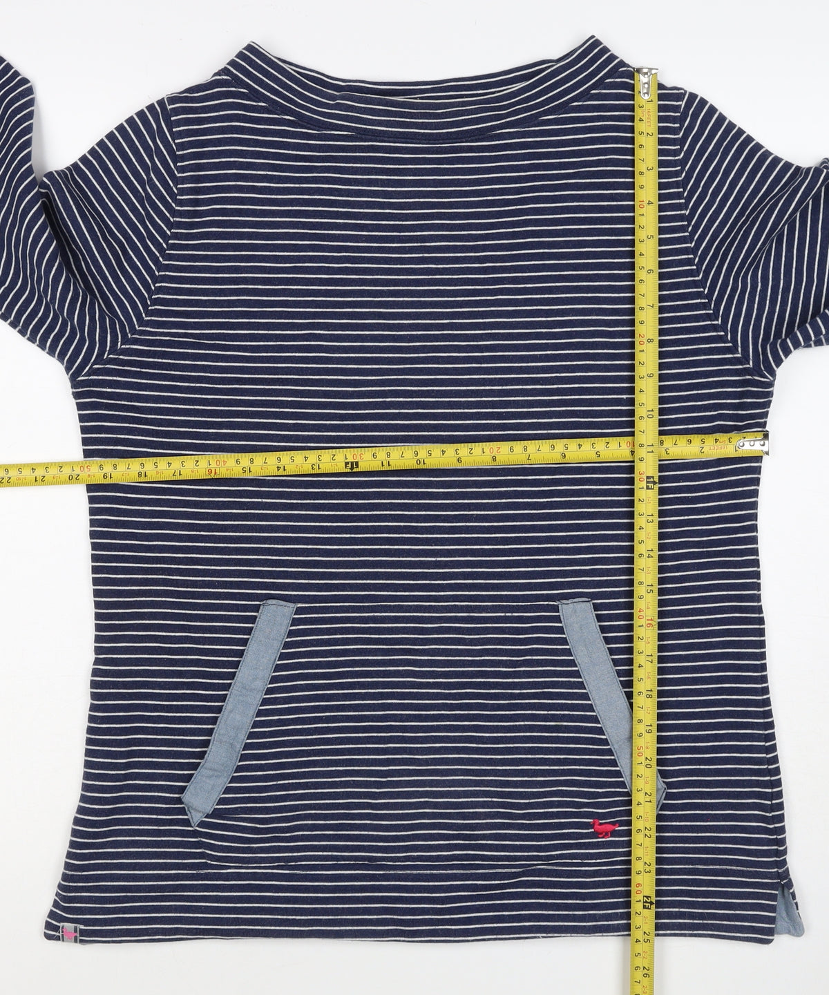 Country Rose Women’s Blue Stripe S Pullover Sweatshirt Pocket Logo