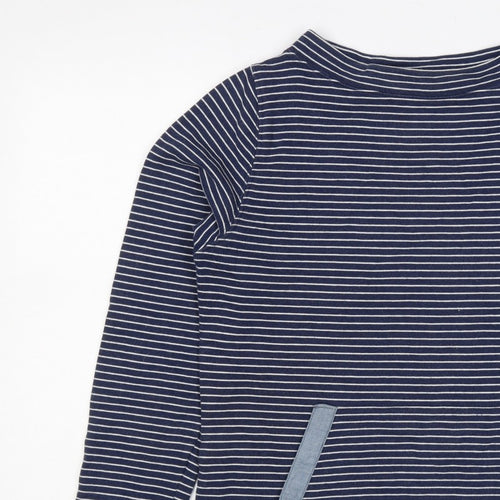 Country Rose Women’s Blue Stripe S Pullover Sweatshirt Pocket Logo