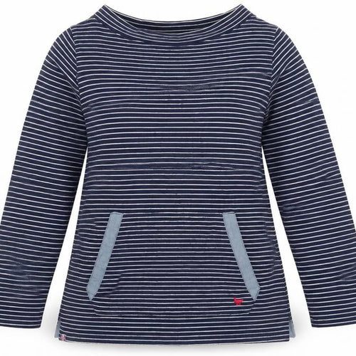 Country Rose Women’s Blue Stripe S Pullover Sweatshirt Pocket Logo