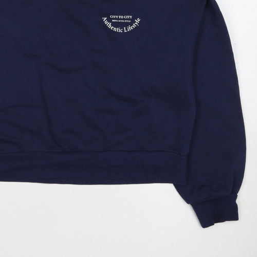 H&M Divided Women’s Blue UK 12 Pullover Logo Crew Neck Sweatshirt
