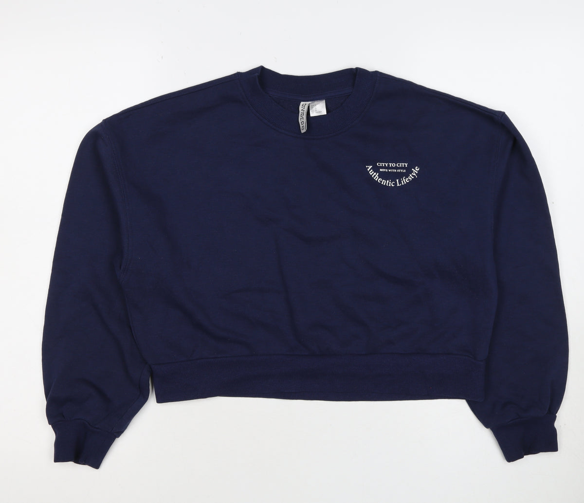 H&M Divided Women’s Blue UK 12 Pullover Logo Crew Neck Sweatshirt