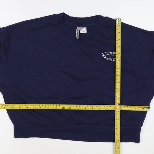 H&M Divided Women’s Blue UK 12 Pullover Logo Crew Neck Sweatshirt