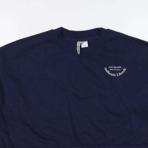 H&M Divided Women’s Blue UK 12 Pullover Logo Crew Neck Sweatshirt