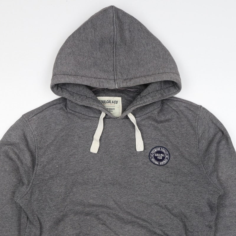 Soulcal & Co Men Grey 2XL Pullover Hoodie Logo Kangaroo Pocket
