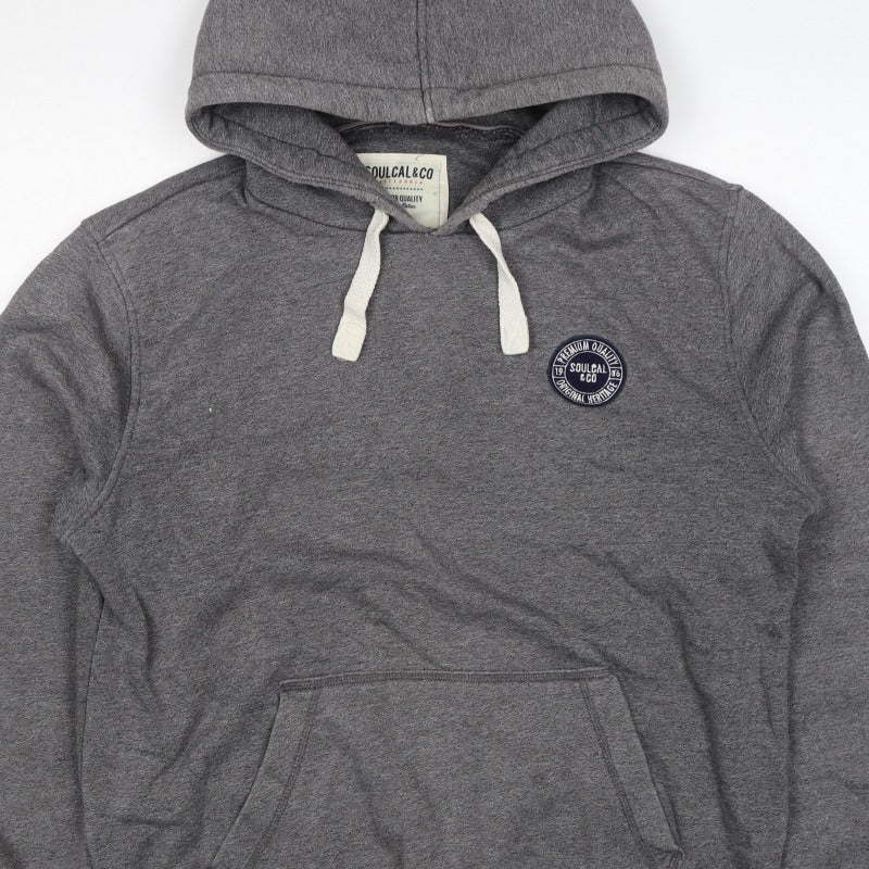 Soulcal & Co Men Grey 2XL Pullover Hoodie Logo Kangaroo Pocket