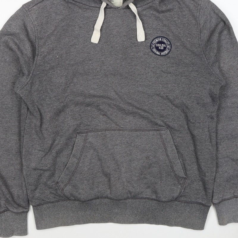 Soulcal & Co Men Grey 2XL Pullover Hoodie Logo Kangaroo Pocket