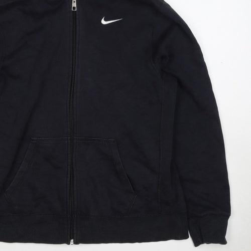Nike Men's Black XL Full Zip Hooded Logo Hoodie Pockets