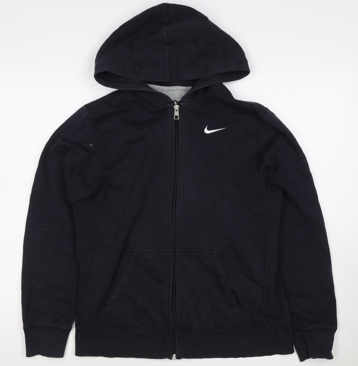 Nike Men's Black XL Full Zip Hooded Logo Hoodie Pockets