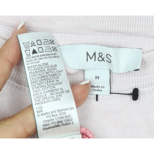 Marks & Spencer Women Pink Ombre M Pullover Crew Neck Sweatshirt