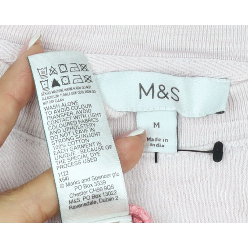 Marks & Spencer Women Pink Ombre M Pullover Crew Neck Sweatshirt