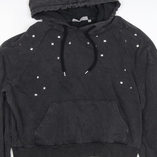 Clockhouse Women’s Black M Studded Pullover Hoodie Cotton