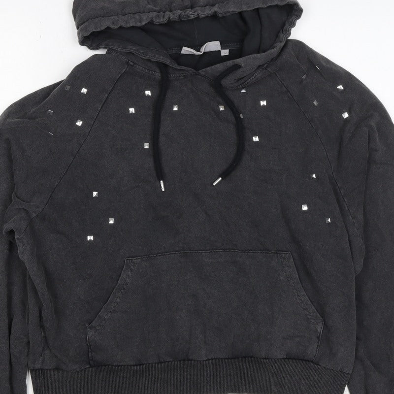 Clockhouse Women’s Black M Studded Pullover Hoodie Cotton