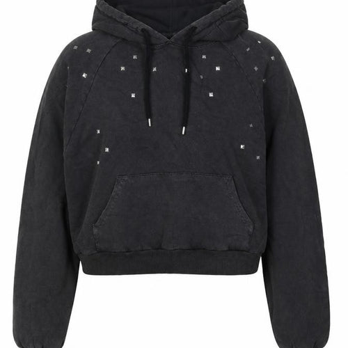 Clockhouse Women’s Black M Studded Pullover Hoodie Cotton