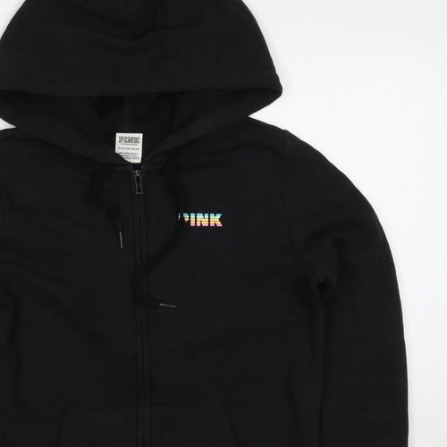 Victoria's Secret PINK Women's Black XS Full Zip Tropical Logo Hoodie