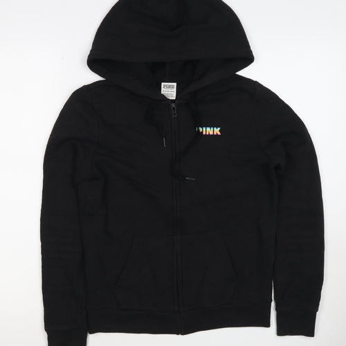 Victoria's Secret PINK Women's Black XS Full Zip Tropical Logo Hoodie