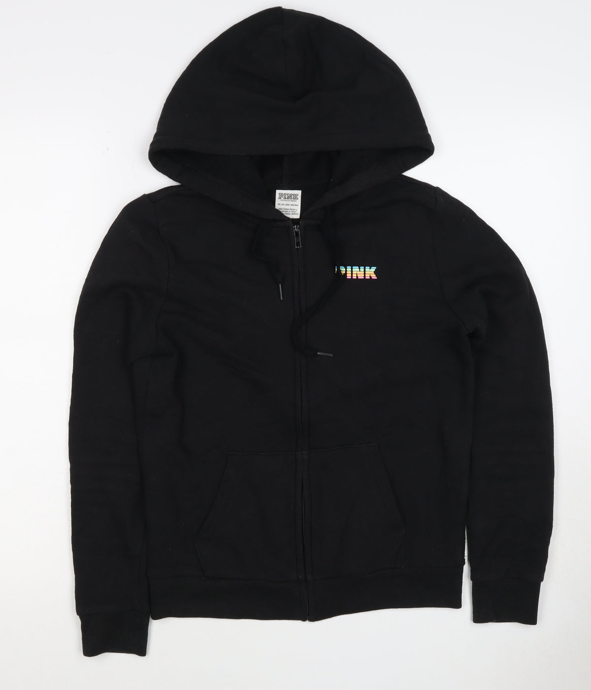 Victoria's Secret PINK Women's Black XS Full Zip Tropical Logo Hoodie