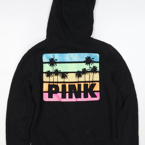 Victoria's Secret PINK Women's Black XS Full Zip Tropical Logo Hoodie