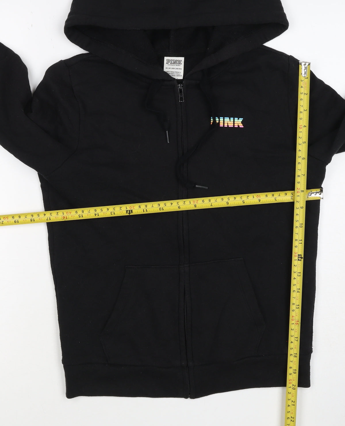 Victoria's Secret PINK Women's Black XS Full Zip Tropical Logo Hoodie