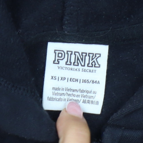 Victoria's Secret PINK Women's Black XS Full Zip Tropical Logo Hoodie