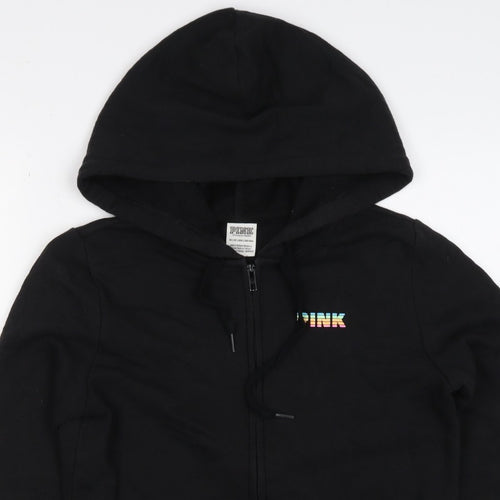 Victoria's Secret PINK Women's Black XS Full Zip Tropical Logo Hoodie