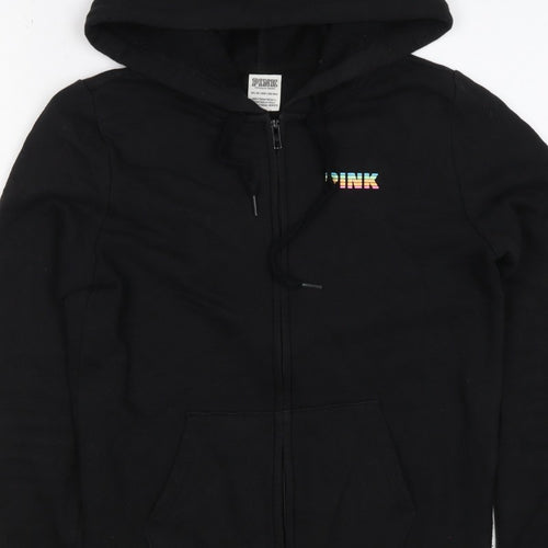 Victoria's Secret PINK Women's Black XS Full Zip Tropical Logo Hoodie