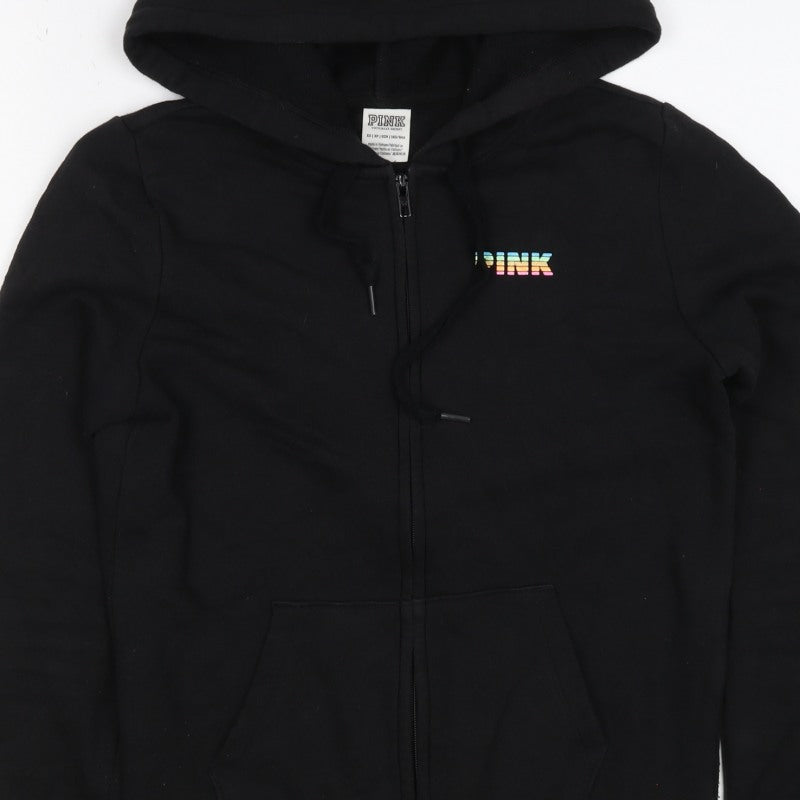 Victoria's Secret PINK Women's Black XS Full Zip Tropical Logo Hoodie