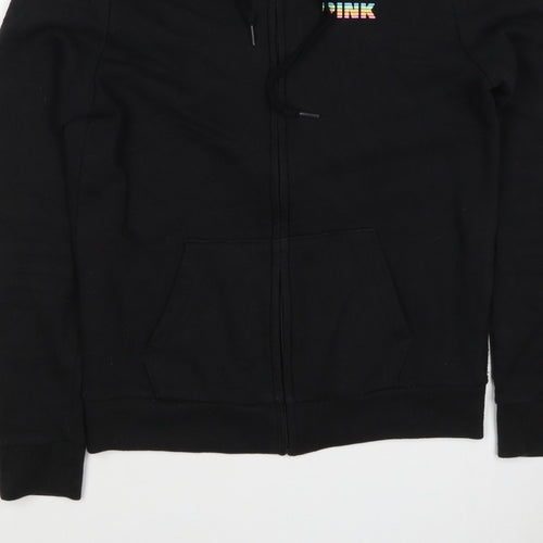 Victoria's Secret PINK Women's Black XS Full Zip Tropical Logo Hoodie