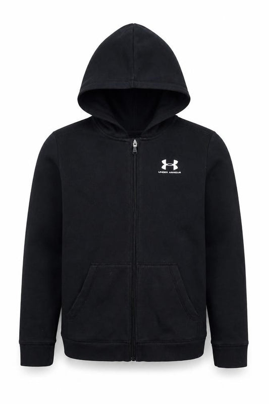 Under Armour Boys Black Youth Large Full Zip Logo Hoodie
