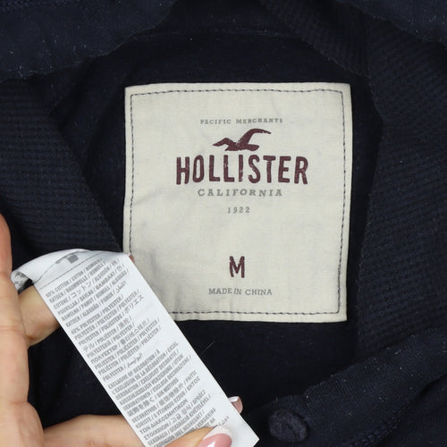 Hollister Women Black Pink Logo Pullover Hoodie M Hooded Fleece
