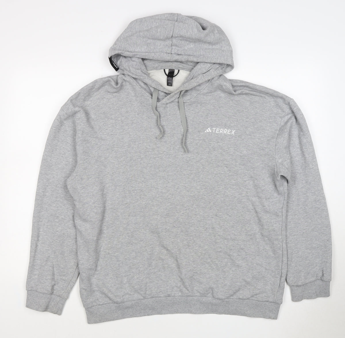 adidas Terrex Men’s Grey L Pullover Hooded Hiking Hoodie Logo