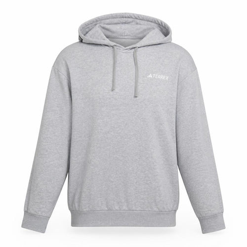 adidas Terrex Men’s Grey L Pullover Hooded Hiking Hoodie Logo