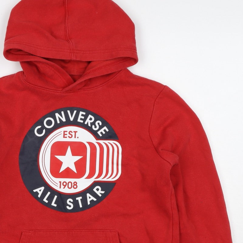 Converse Boys Red 10-11 Years Pullover Logo Graphic Hoodie