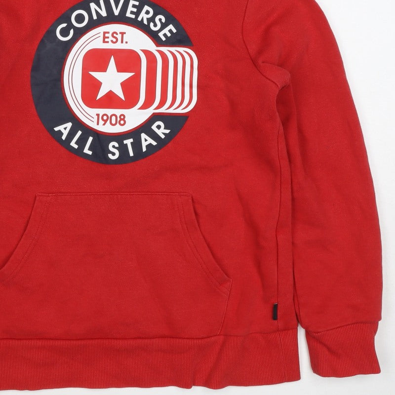 Converse Boys Red 10-11 Years Pullover Logo Graphic Hoodie